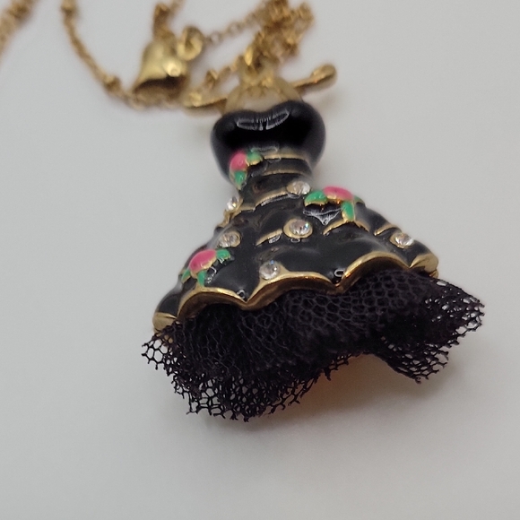 Betsey Johnson Black and Gold Dress Charm Necklace - Picture 8 of 9